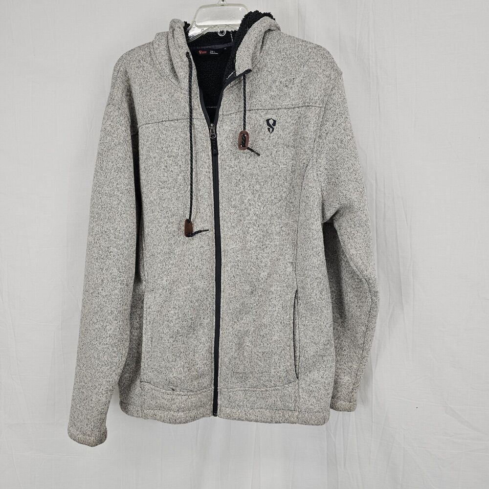 Stoic Gray Better Sweater Like Sherpa Lined Men's Size Large Hooded Jacket